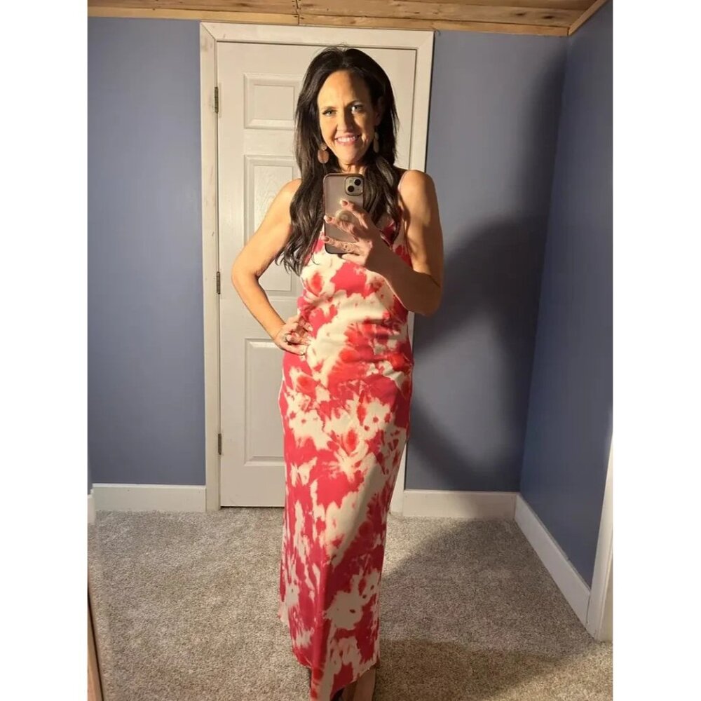 Thakoon Pink Tie-Dye Satin Slip Maxi Dress Size 2 (Retails $315) FLAW See Photos - Picture 9 of 16